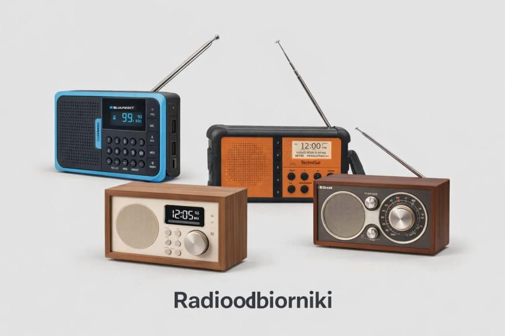 Popularne radioodbiorniki cyfrowe i turystyczne, w tym Technisat Techniradio Solar 2 oraz modele marki Blaupunkt i ELTRA